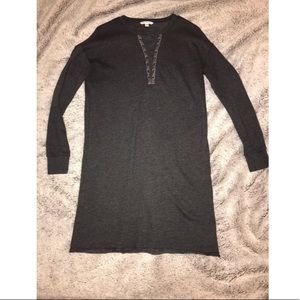 Lace Up Grey Sweater Dress